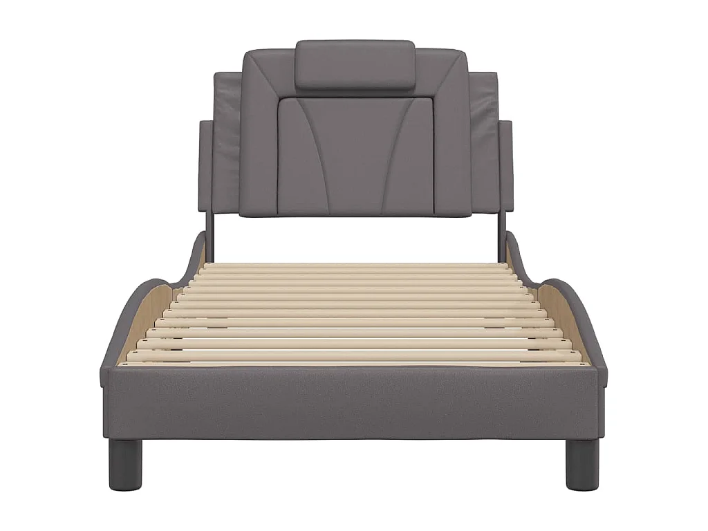 Bedframe "Viana" zonder matras kunstleer grijs 90x190 cm