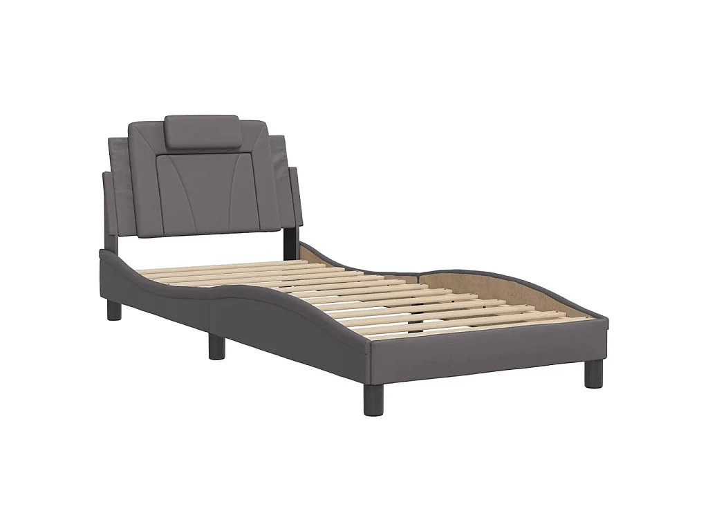 Bedframe "Viana" zonder matras kunstleer grijs 90x190 cm