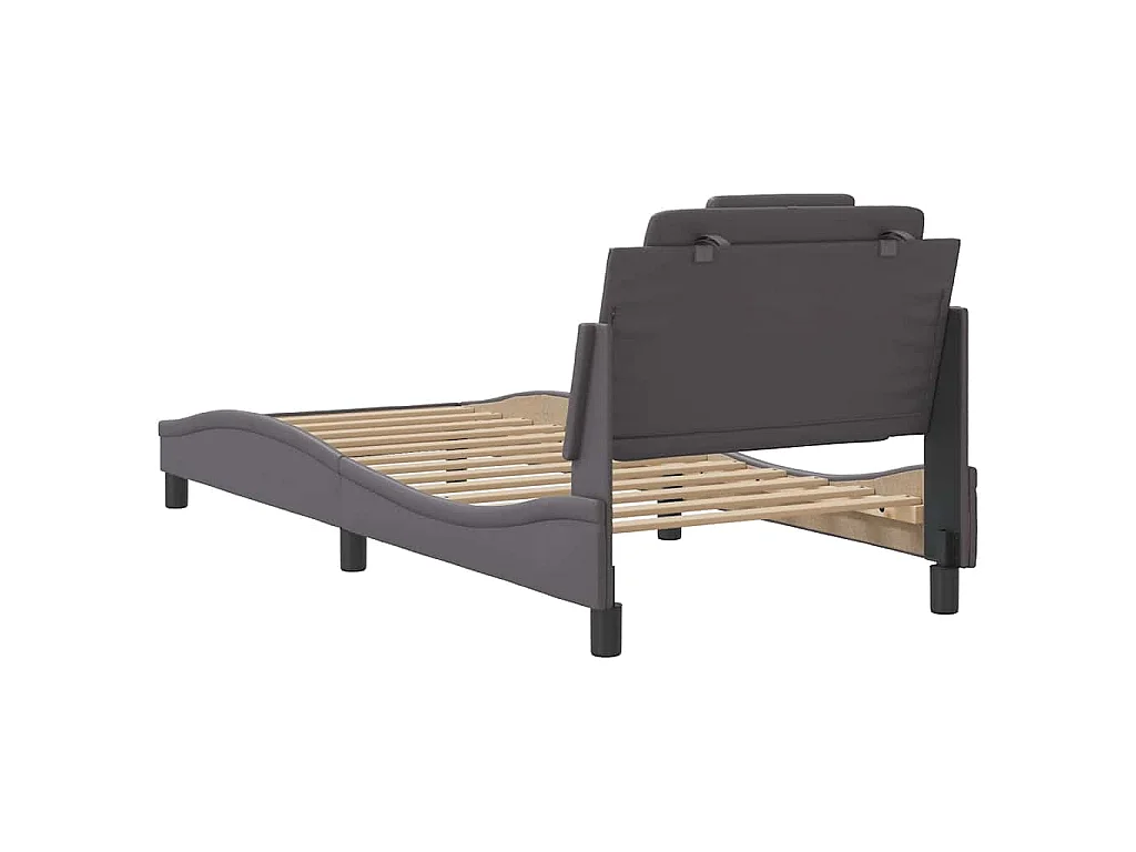 Bedframe "Viana" zonder matras kunstleer grijs 90x190 cm