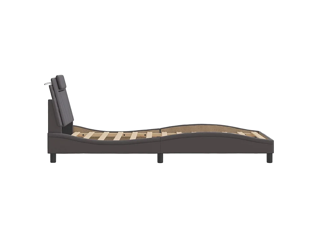Bedframe "Viana" zonder matras kunstleer grijs 90x190 cm