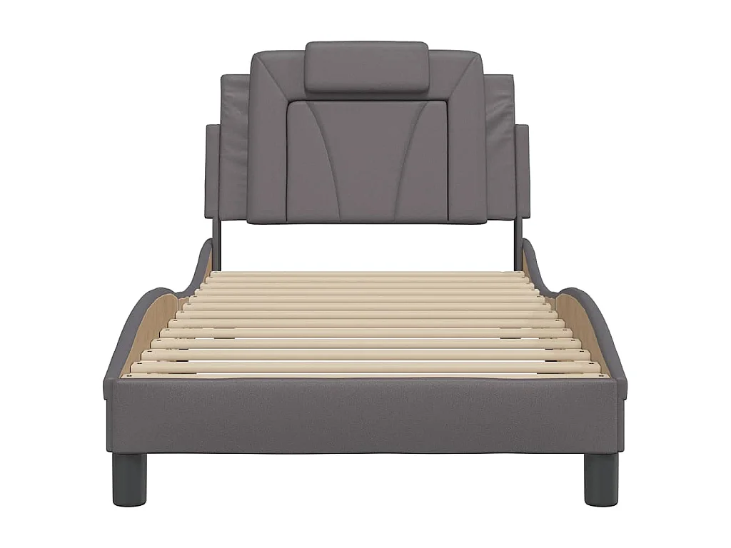 Bedframe "Viana" zonder matras kunstleer grijs 90x190 cm