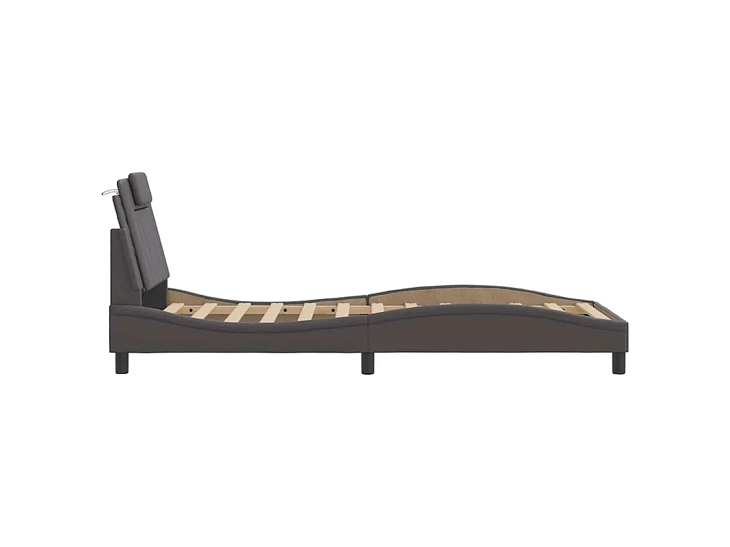 Bedframe "Viana" zonder matras kunstleer grijs 90x190 cm
