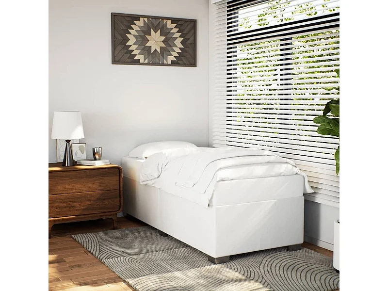 Bettgestell Weiß 100x200 cm Kunstleder