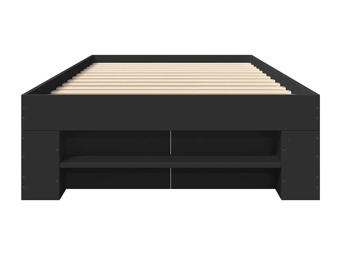 Cadre de lit sans matelas noir 90x190 cm bois ingénierie