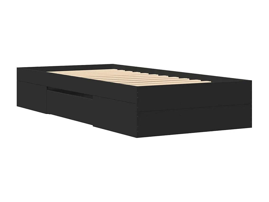 Cadre de lit sans matelas noir 90x190 cm bois ingénierie