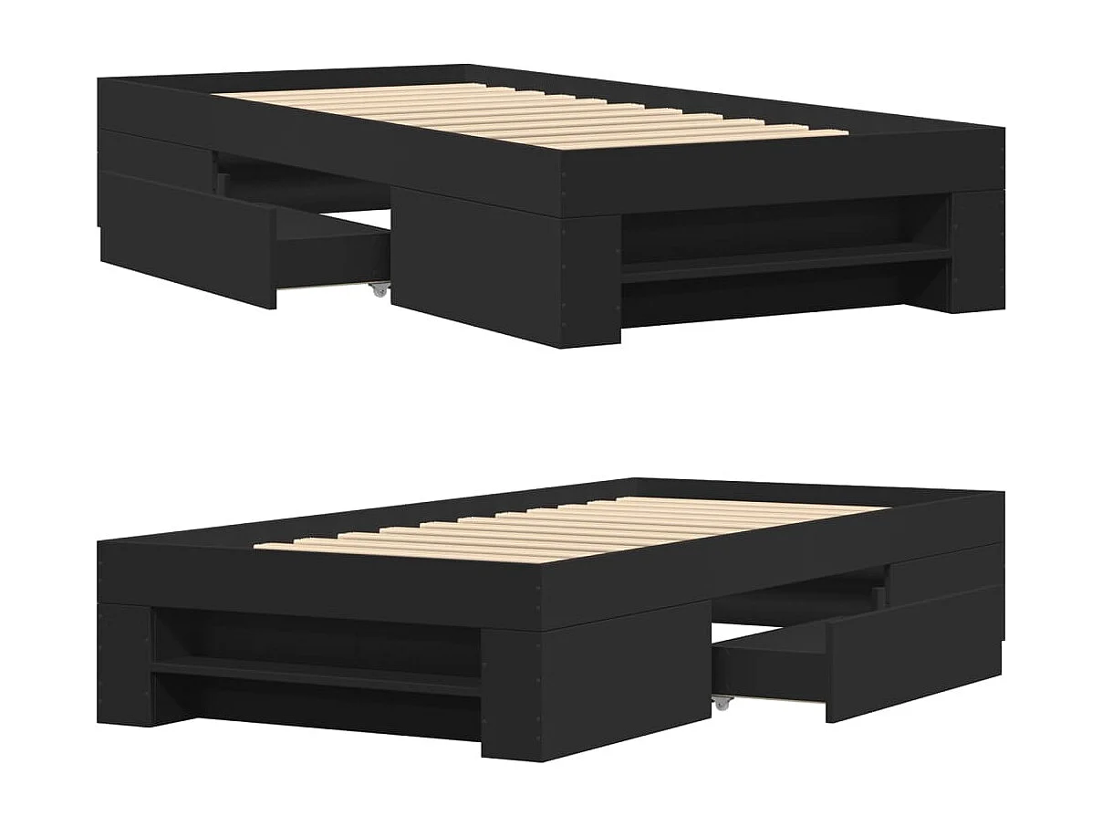 Cadre de lit sans matelas noir 90x190 cm bois ingénierie