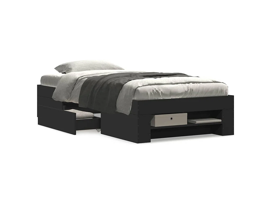 Cadre de lit sans matelas noir 90x190 cm bois ingénierie