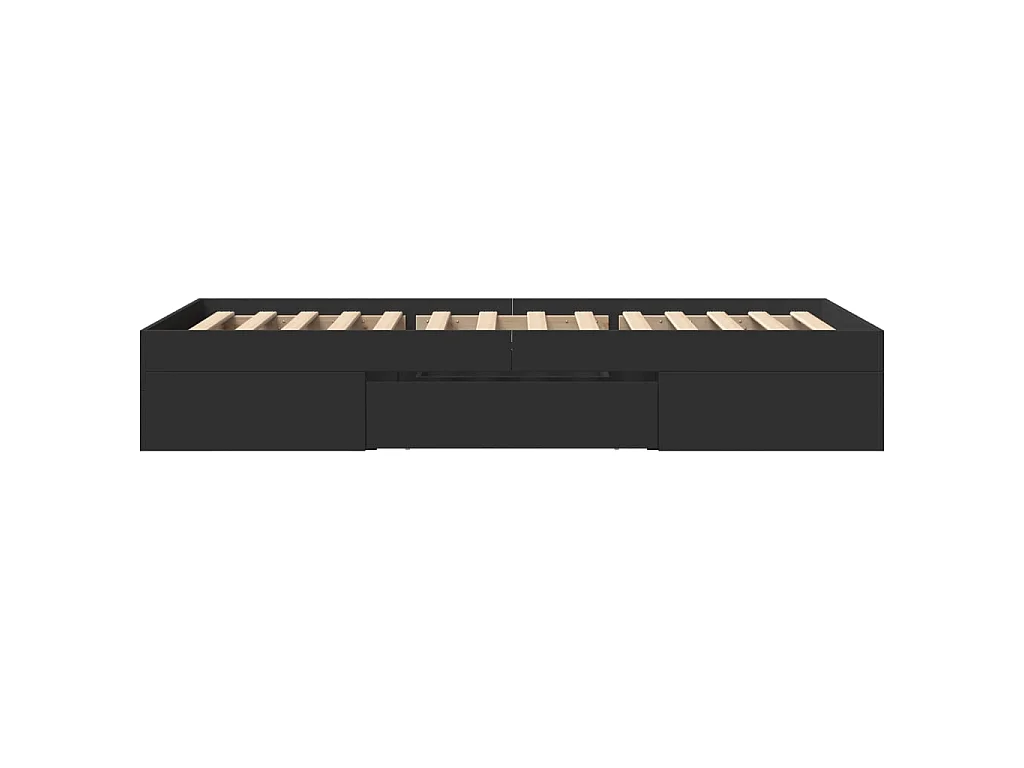 Cadre de lit sans matelas noir 90x190 cm bois ingénierie