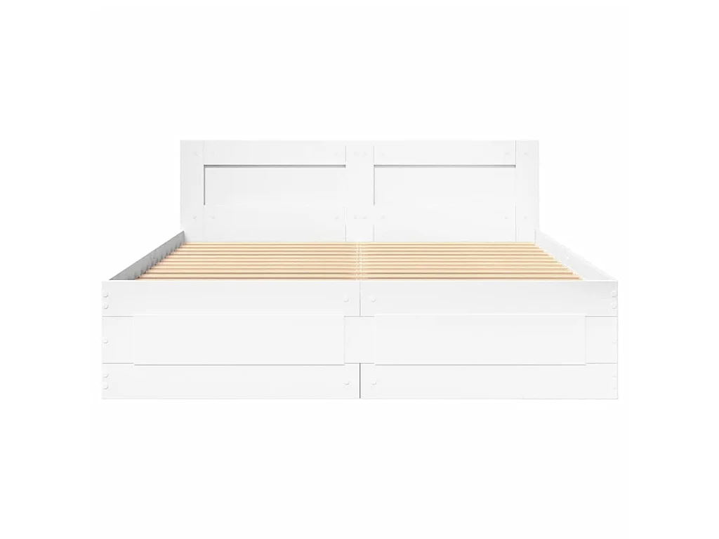 Cadre de lit avec tête de lit sans matelas blanc 140x200 cm