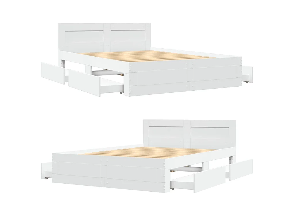 Cadre de lit avec tête de lit sans matelas blanc 140x200 cm