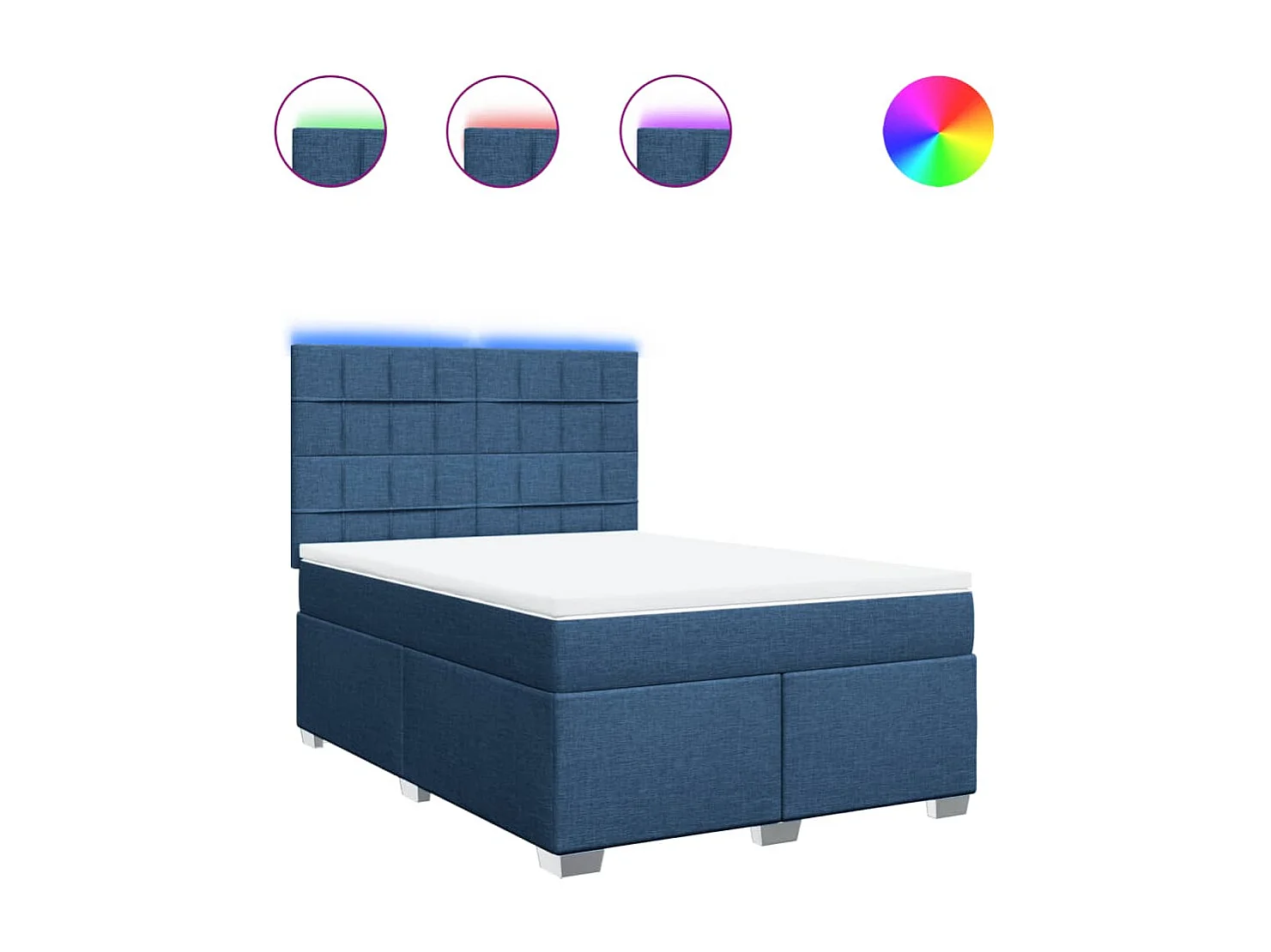 Boxspring met matras stof blauw 140x190 cm