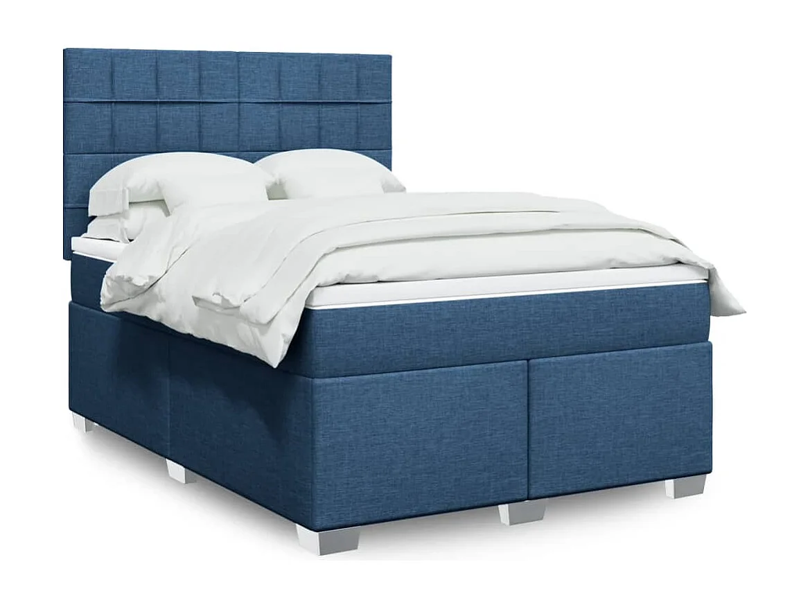 Boxspring met matras stof blauw 140x190 cm