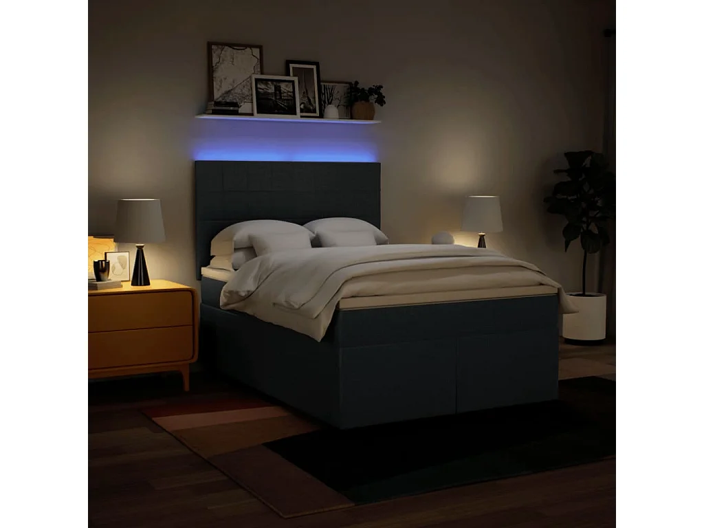 Boxspring met matras stof blauw 140x190 cm