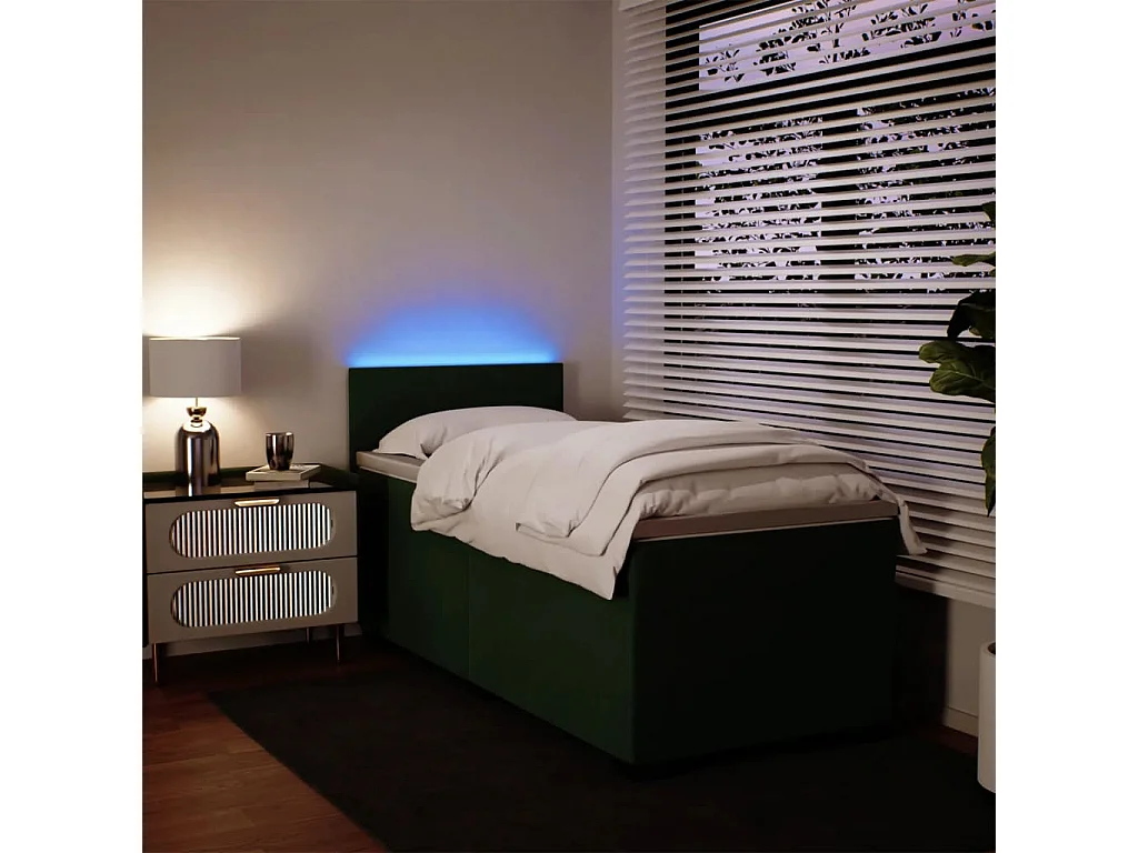 Sommier à lattes de lit avec matelas Vert foncé 90x190 cm