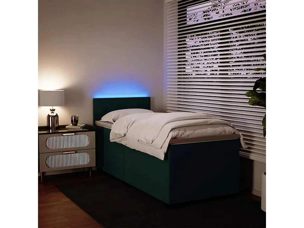 Boxspringbett mit Matratze Dunkelgrün 90x190 cm Samt