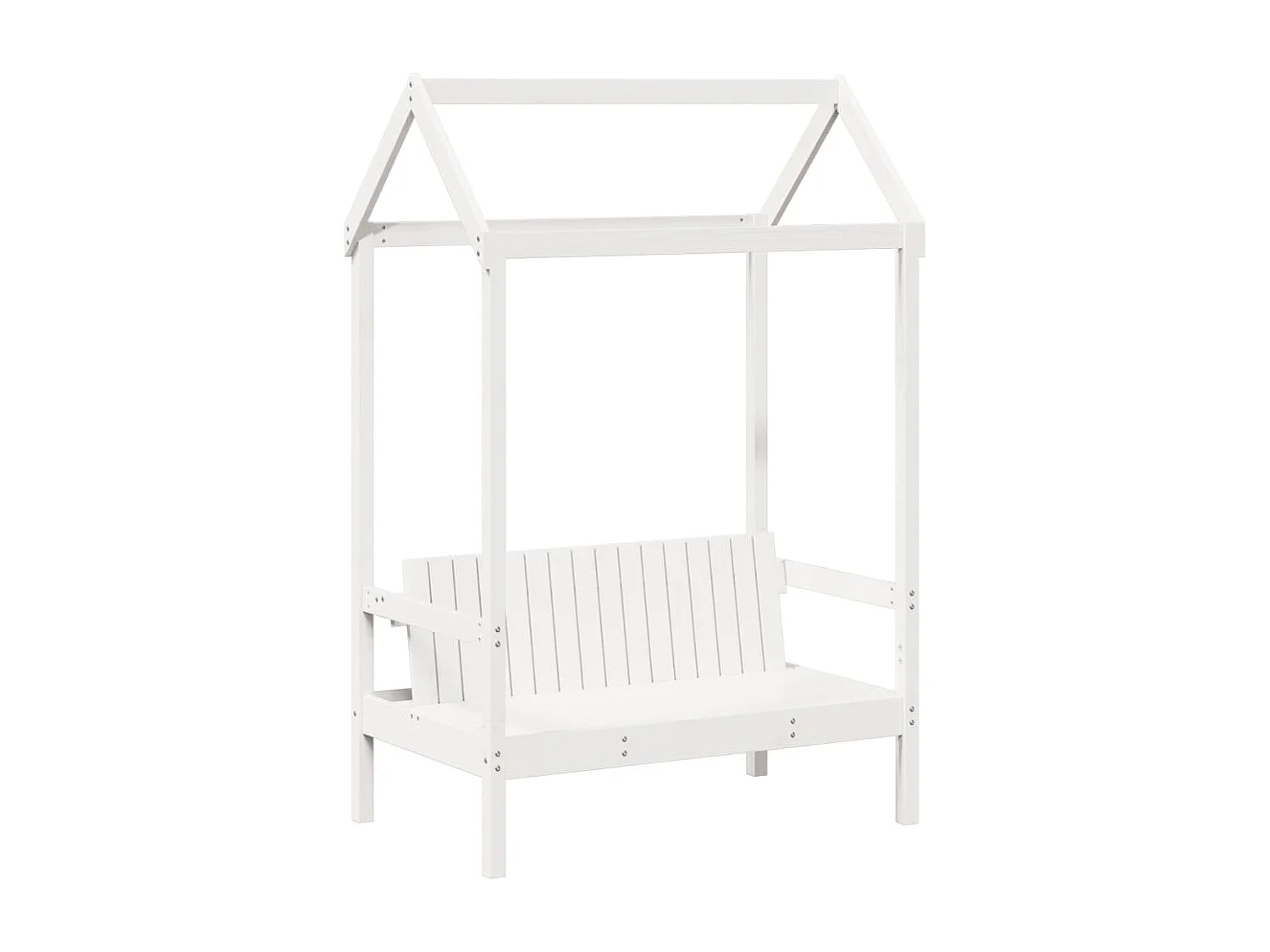 Set Dormeuse e Panca con Tetto Bianco 80x200cm Massello Pino