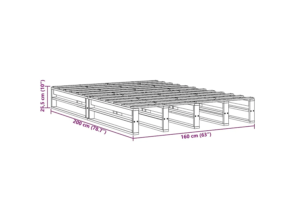 Massivholzbett ohne Matratze Weiß 160x200 Kiefernholz