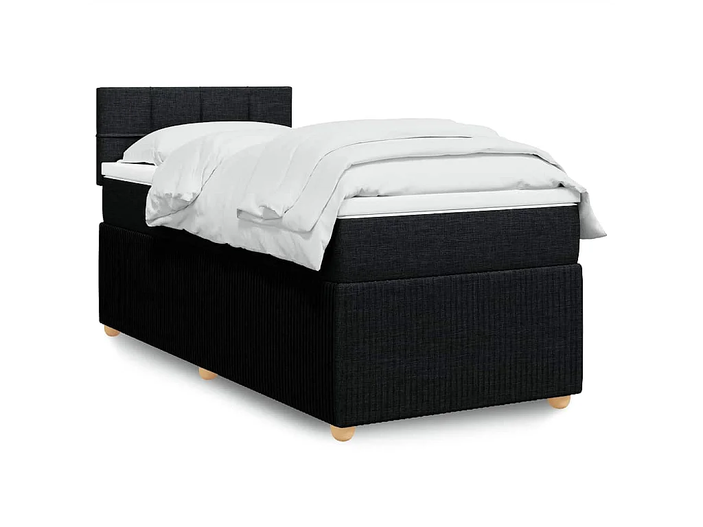 Giroletto a Molle con Materasso Nero 90x190 cm in Tessuto