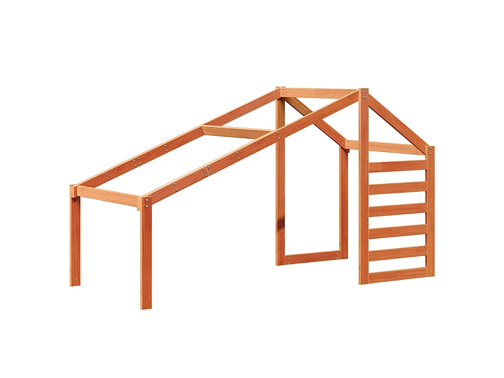 Hoogslaper met bedhuis massief grenenhout wasbruin 80x200 cm