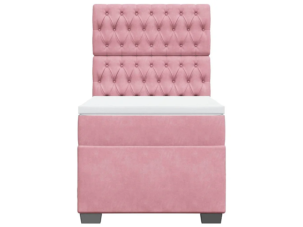 Cama box spring con colchón terciopelo rosa 90x190 cm