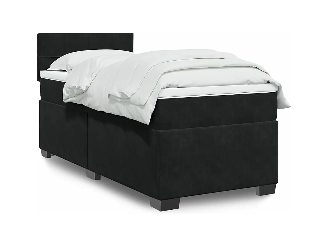 Sommier à lattes de lit avec matelas Noir 100x200 cm Velours