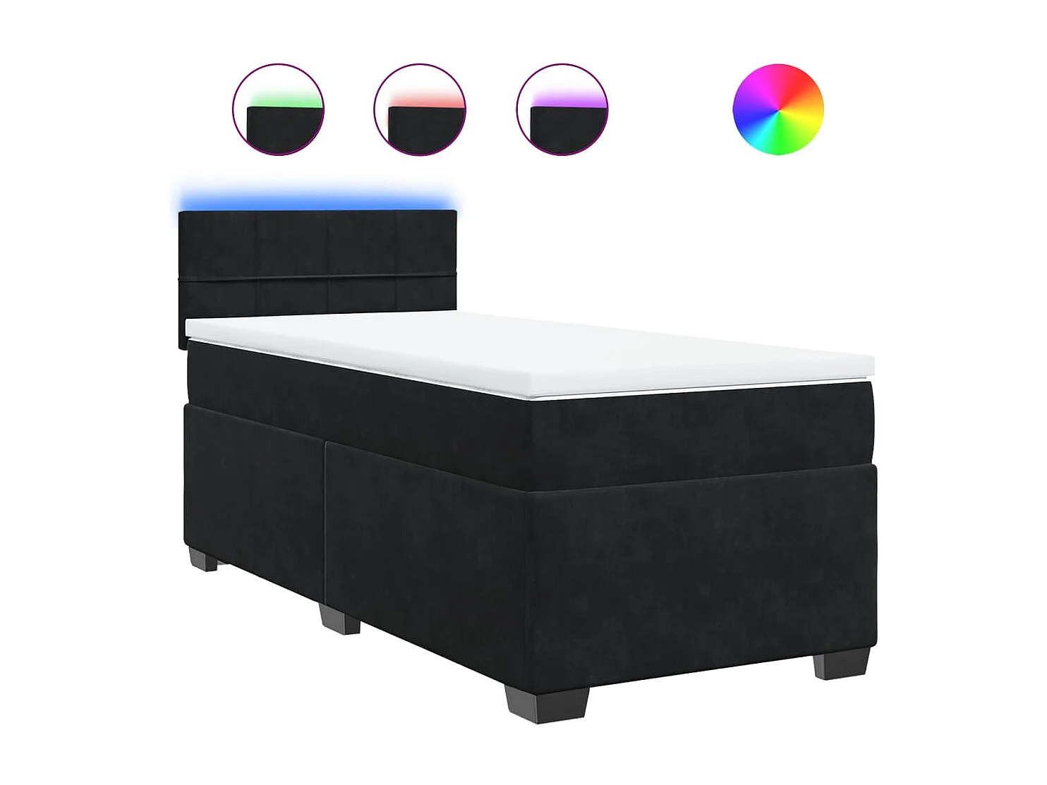 Boxspringbett mit Matratze Schwarz 100x200 cm Samt