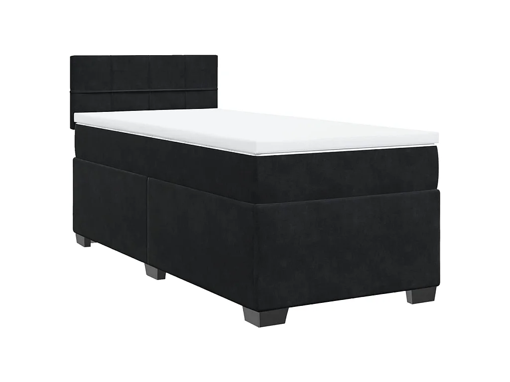 Sommier à lattes de lit avec matelas Noir 100x200 cm Velours