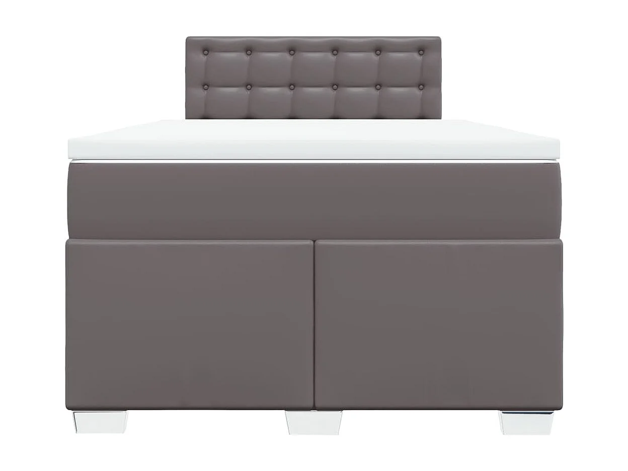 Cama box spring con colchón cuero sintético gris 120x200 cm