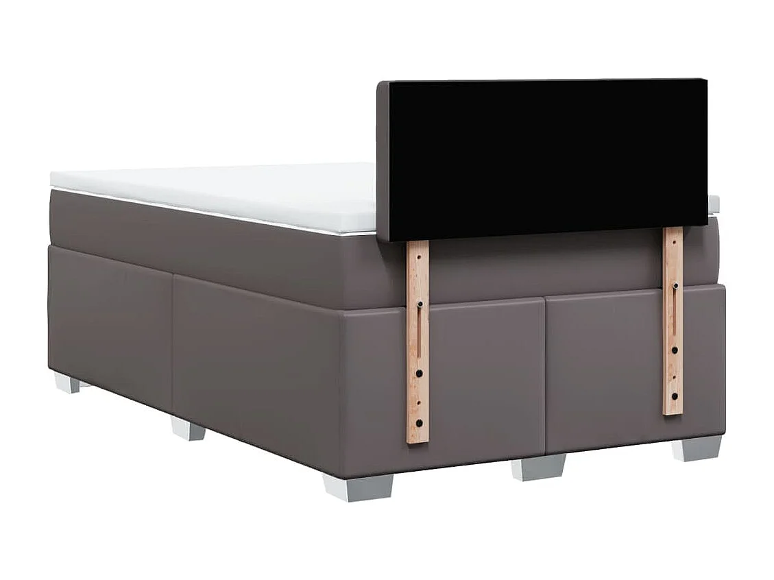 Cama box spring con colchón cuero sintético gris 120x200 cm