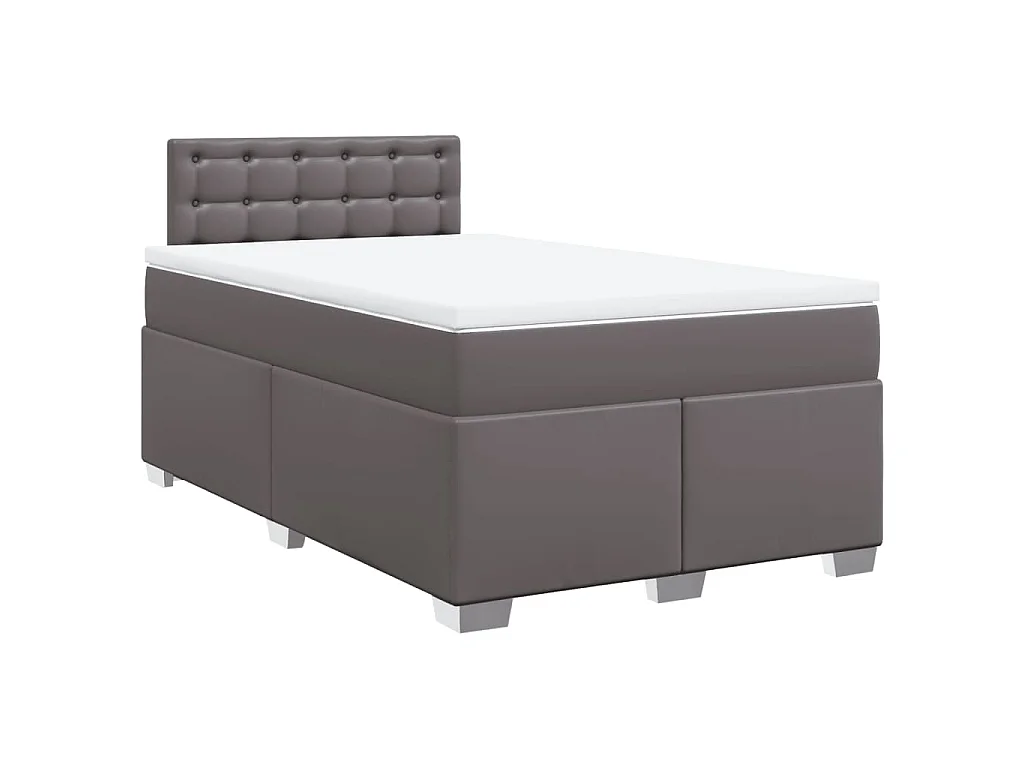 Sommier à lattes de lit avec matelas Gris 120x200 cm Similicuir