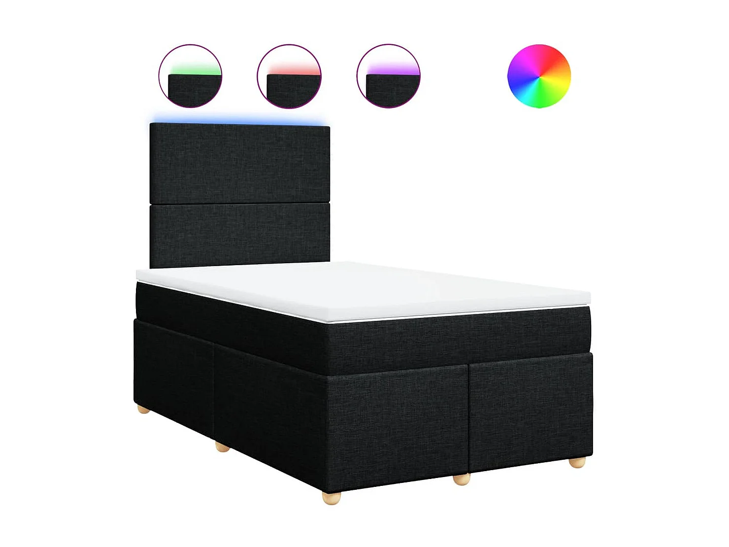 Sommier à lattes de lit avec matelas Noir 120x200 cm Tissu