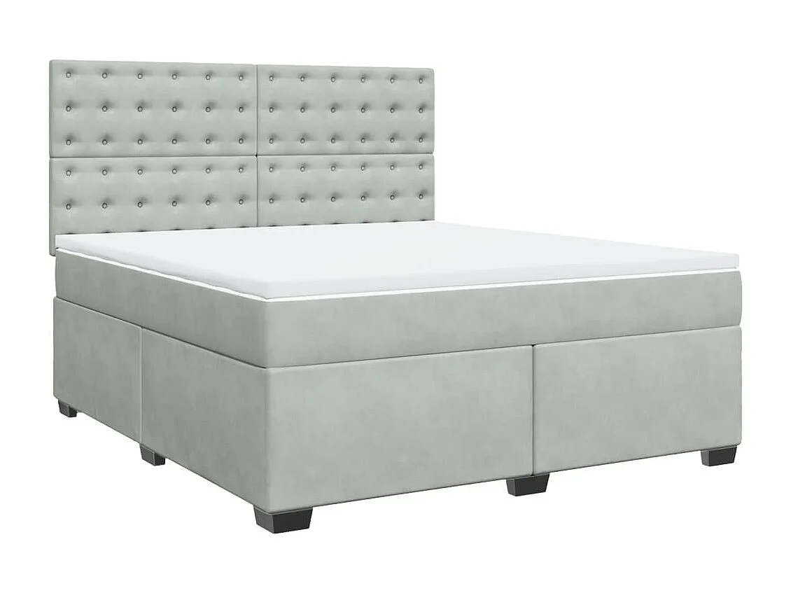 Sommier à lattes de lit et matelas Gris clair 180x200cm Velours