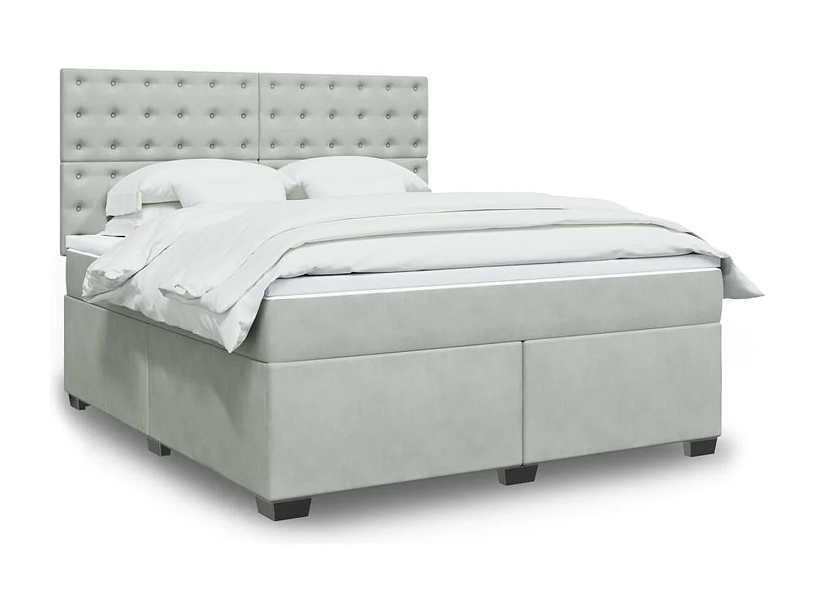 Sommier à lattes de lit et matelas Gris clair 180x200cm Velours