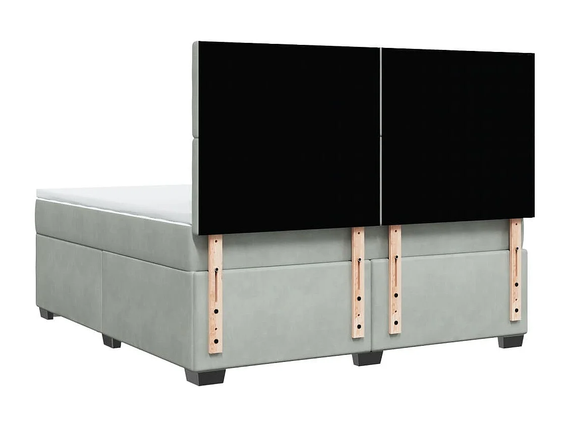 Sommier à lattes de lit et matelas Gris clair 180x200cm Velours