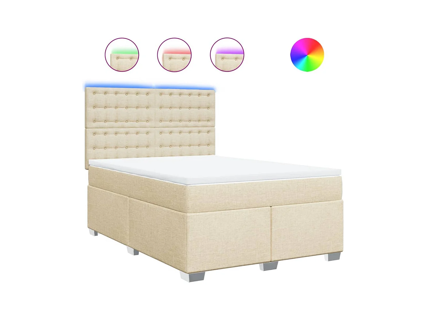 Sommier à lattes de lit avec matelas Crème 140x190 cm Tissu
