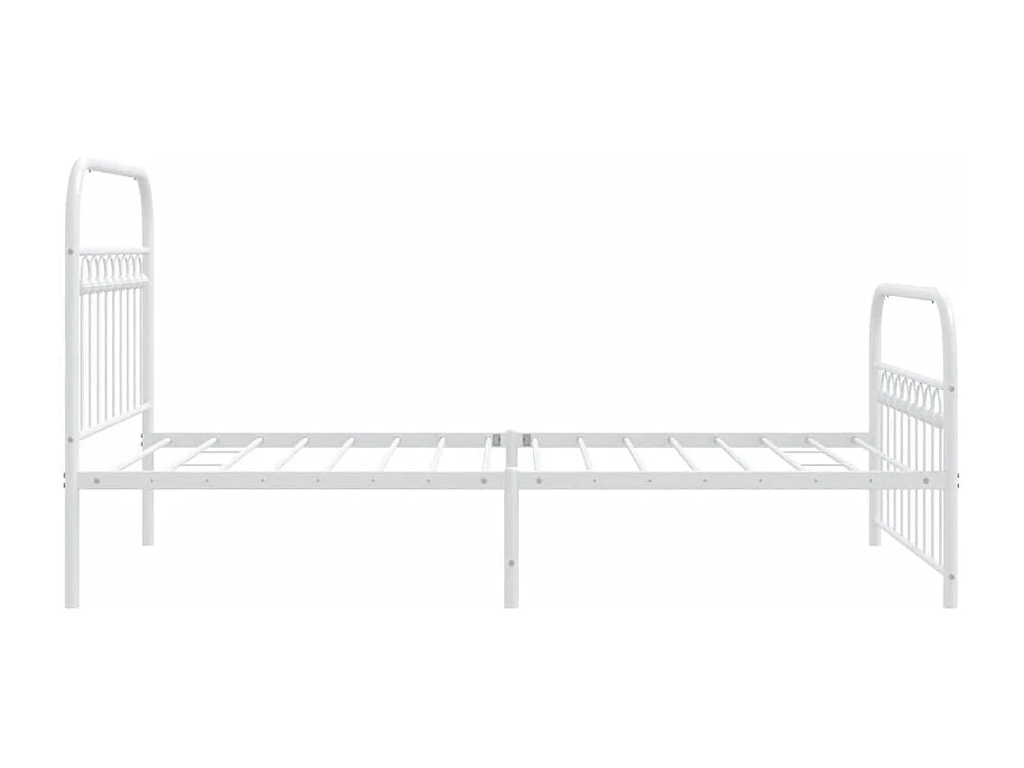 Cadre de lit métal sans matelas et pied de lit blanc 100x200 cm