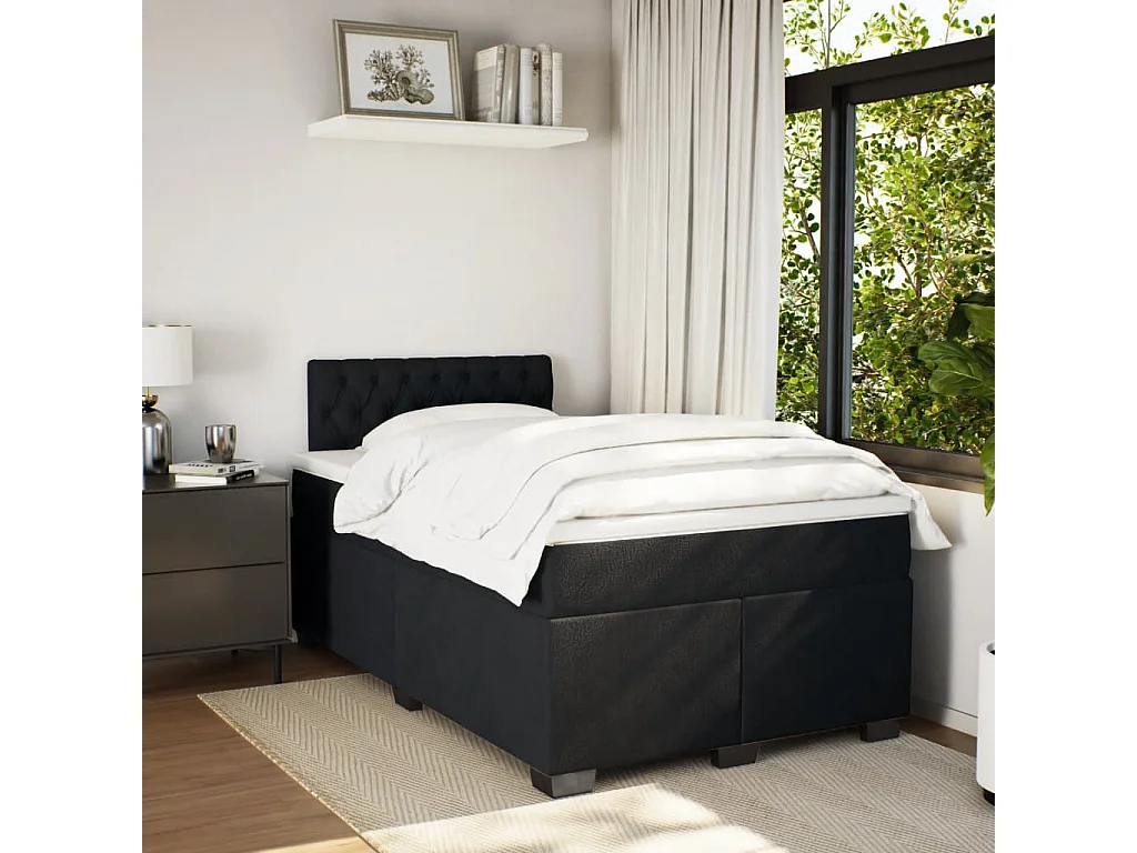 Boxspring met matras fluweel zwart 120x200 cm
