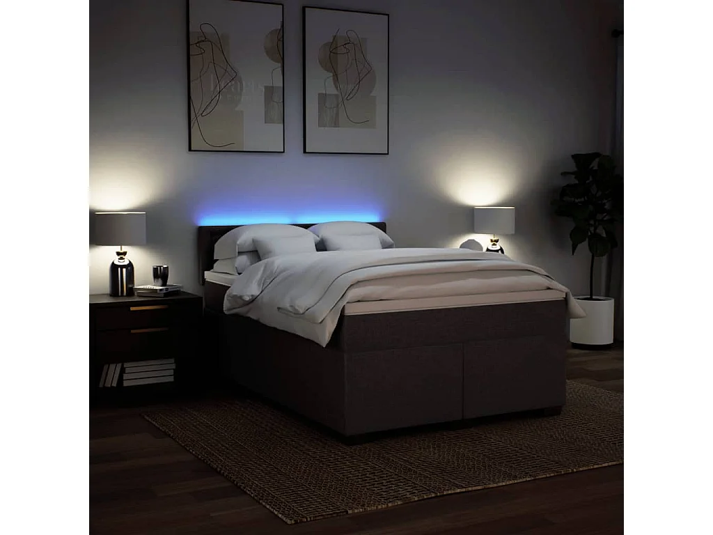 Cama com molas/colchão 140x190 cm tecido castanho-escuro