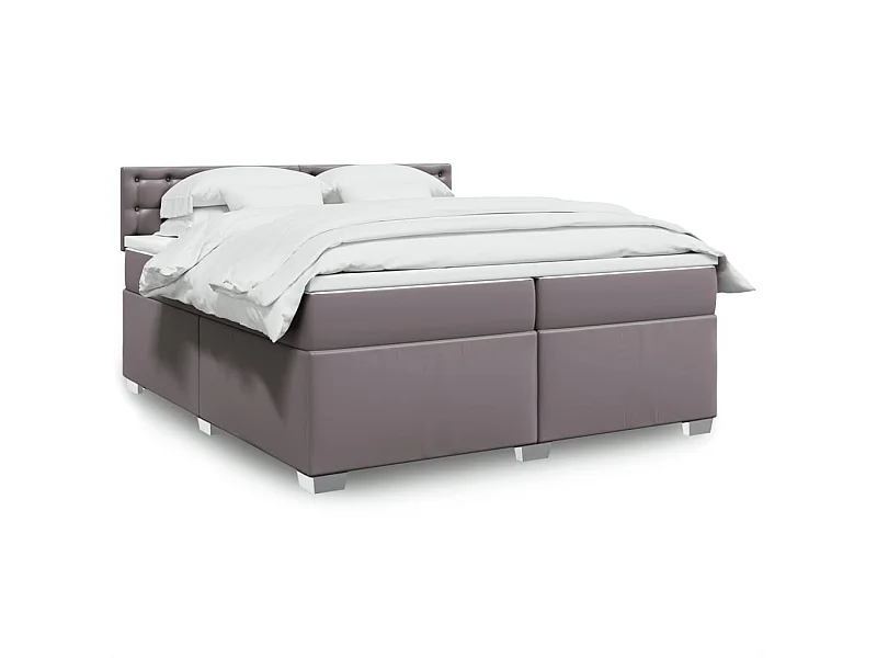 Boxspringbett mit Matratze Grau 200x200 cm Kunstleder