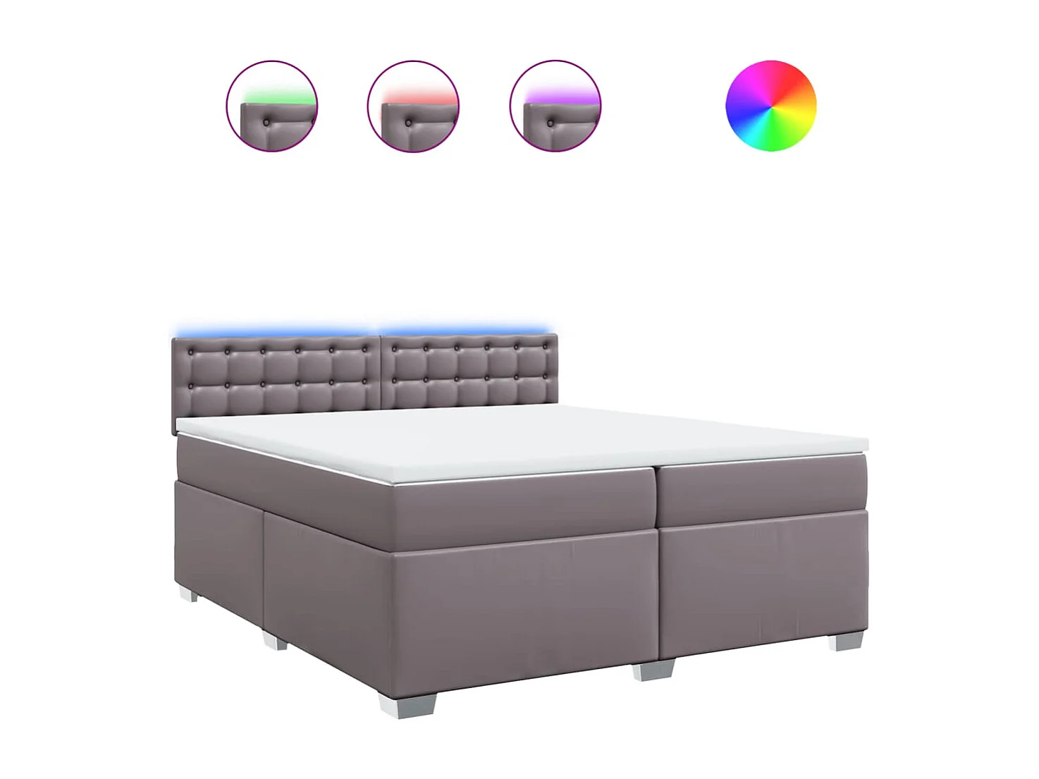 Sommier à lattes de lit avec matelas Gris 200x200 cm Similicuir