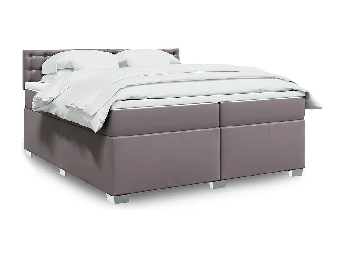 Boxspringbett mit Matratze Grau 200x200 cm Kunstleder
