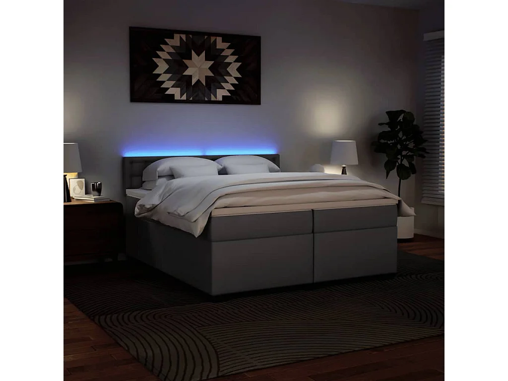 Boxspringbett mit Matratze Grau 200x200 cm Kunstleder