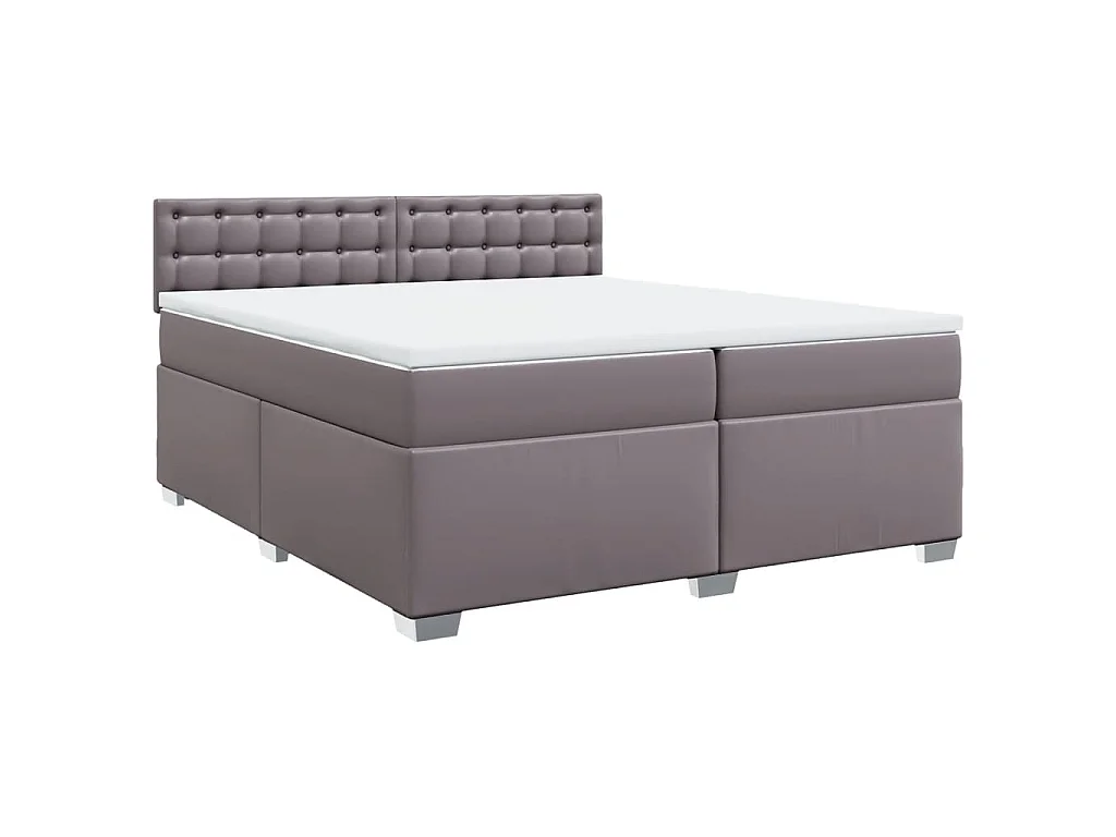 Sommier à lattes de lit avec matelas Gris 200x200 cm Similicuir