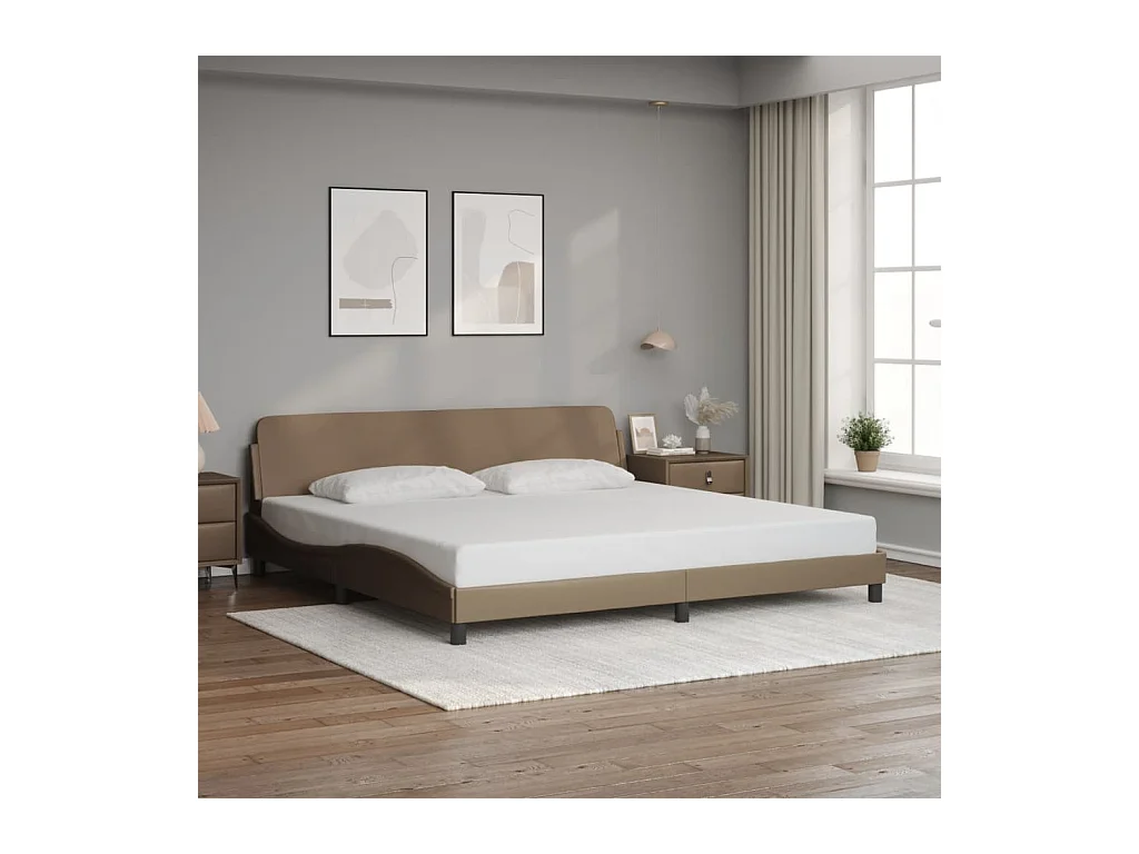 Cadre de lit sans matelas cappuccino 200x200 cm similicuir