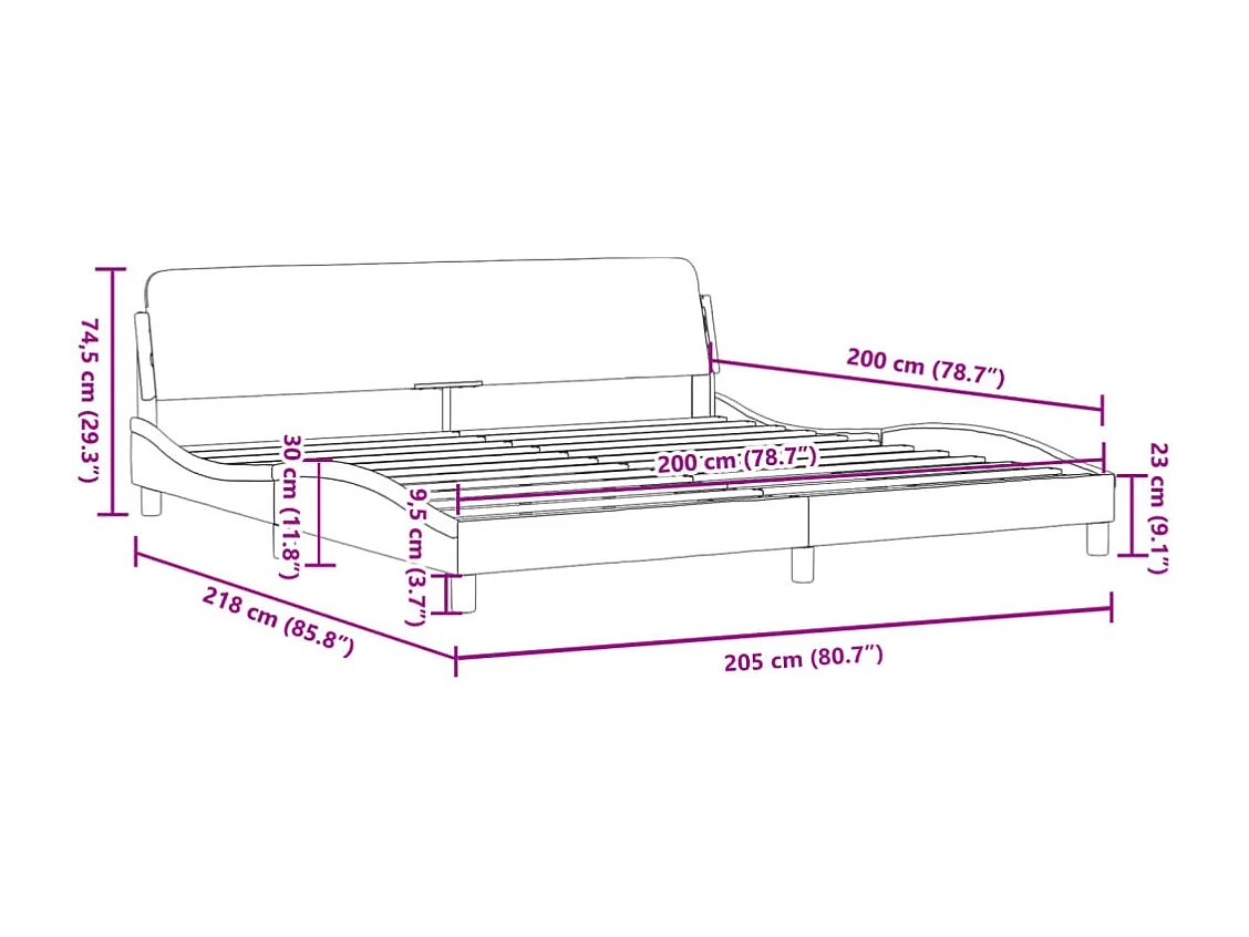 Cadre de lit Dover cappuccino 200x200 cm similicuir