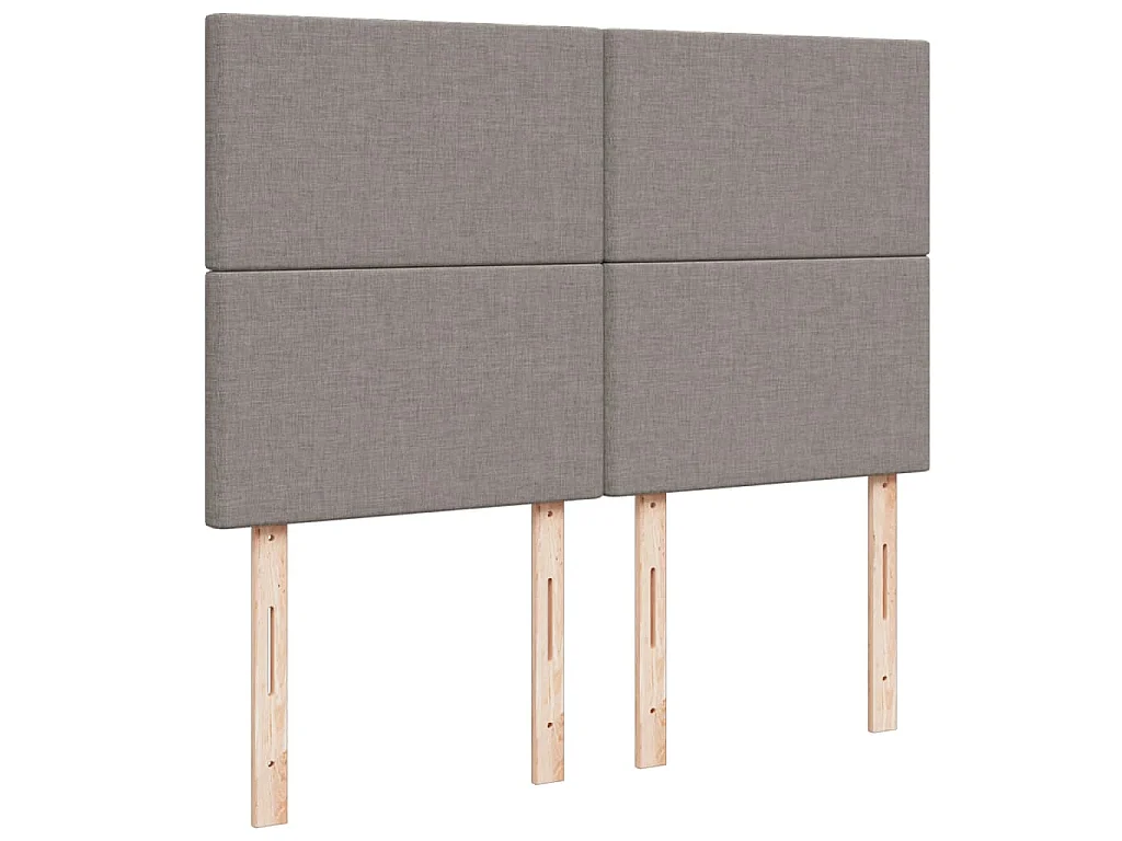 Cama box spring con colchón tela gris taupe 140x200 cm