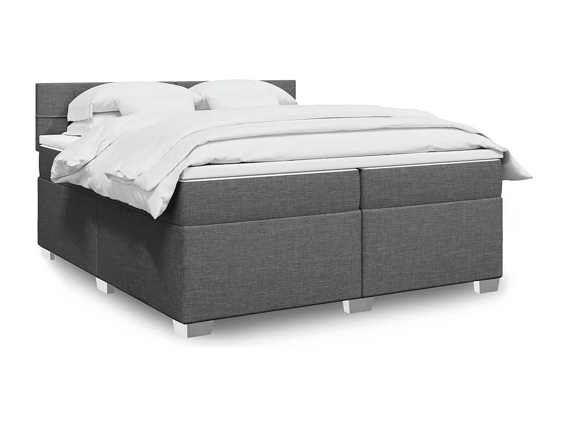 Sommier à lattes de lit avec matelas Gris foncé 200x200cm Tissu