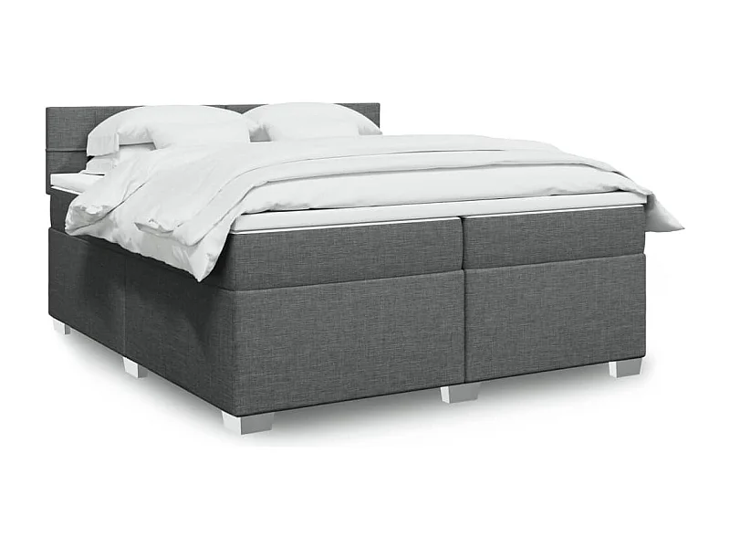 Sommier à lattes de lit avec matelas Gris foncé 200x200cm Tissu