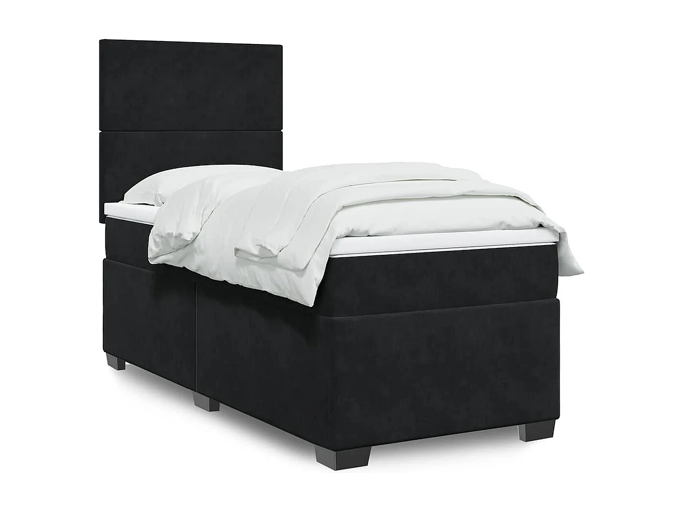 Giroletto a Molle con Materasso Nero 90x190 cm in Velluto