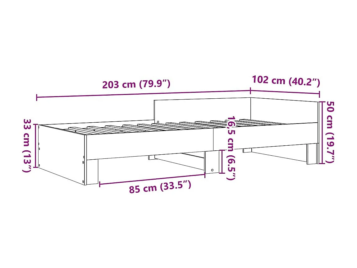 Bettgestell ohne Matratze Räuchereiche 100x200 cm Holzwerkstoff